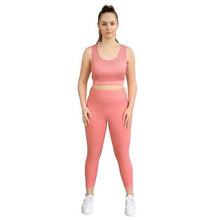  Pink sports bra from Milbel Active - front view of girl modelling pink sports bra and leggings