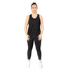 Black 7/8th leggings from Milbel Active - front view of girl modelling black tank top and leggings