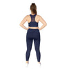 Navy full length leggings from Milbel Active - back view of girl modelling navy sports bra and leggings