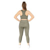 Olive 7/8th leggings from Milbel Active - back view of girl modelling olive sports bra and  leggings