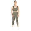 Olive 7/8th leggings from Milbel Active - front view of girl modelling olive sports bra and  leggings